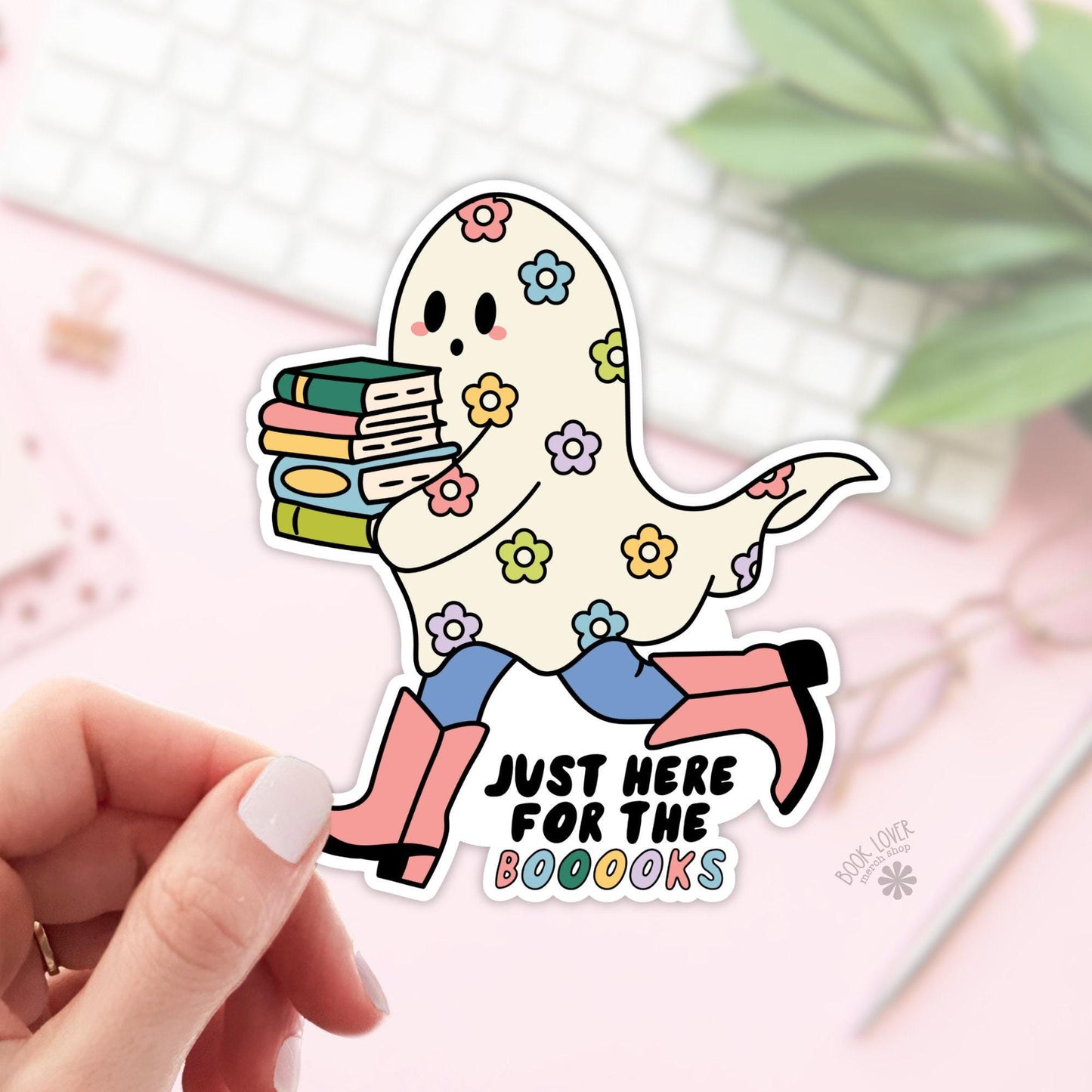 Just Here for the Books Ghost Stickers / Bookish Stickers / Book Lover Gift / Bookish Merch / Kindle Sticker / Smut Reader / Reading Lover