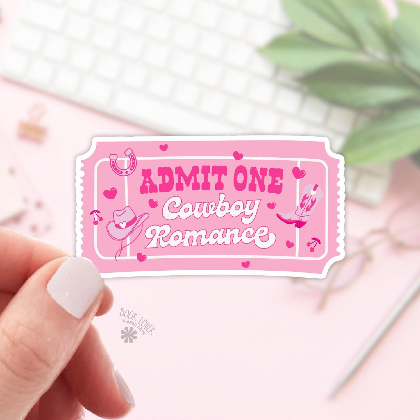 Admit One Ticket Cowboy Romance Sticker / Bookish Stickers / Book Lover Gift / Bookish Merch / Kindle Sticker / Smut Reader / Reading Lover