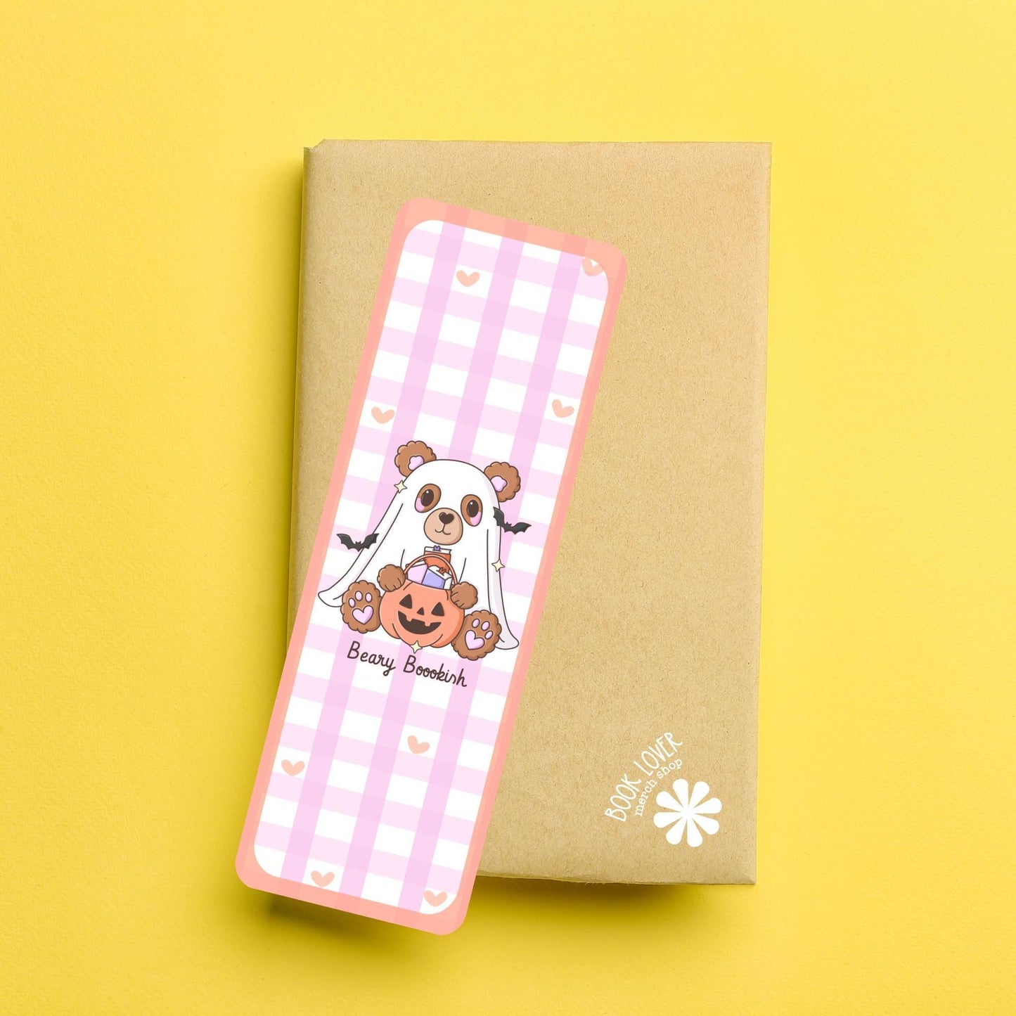 Beary Bookish Bookmark / Halloween Bookish Bookmark / Book Lover Gift / Bear Bookish Merch / Ghost Bookmark / Reading Lover