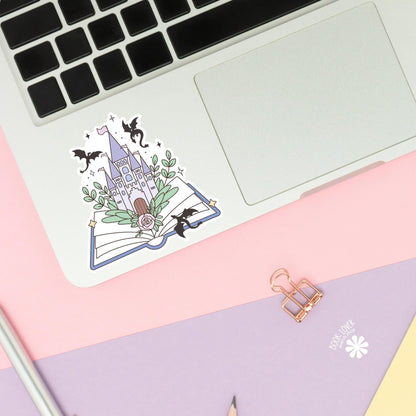 Open Book Dragons Fantasy Stickers / Bookish Stickers / Book Lover Gift / Bookish Merch / Kindle Sticker / Fantasy Reader / Reading Lover