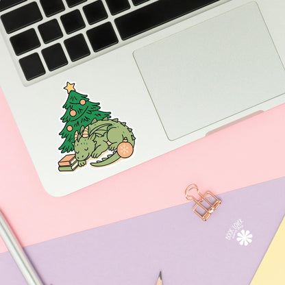 Christmas Dragon Stickers / Bookish Stickers / Book Lover Gift / Bookish Merch / Kindle Sticker / Fantasy  Reader / Reading Lover / E-Reader