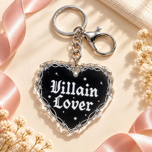 Villain Lover acrylic keychain, bookish bag charm