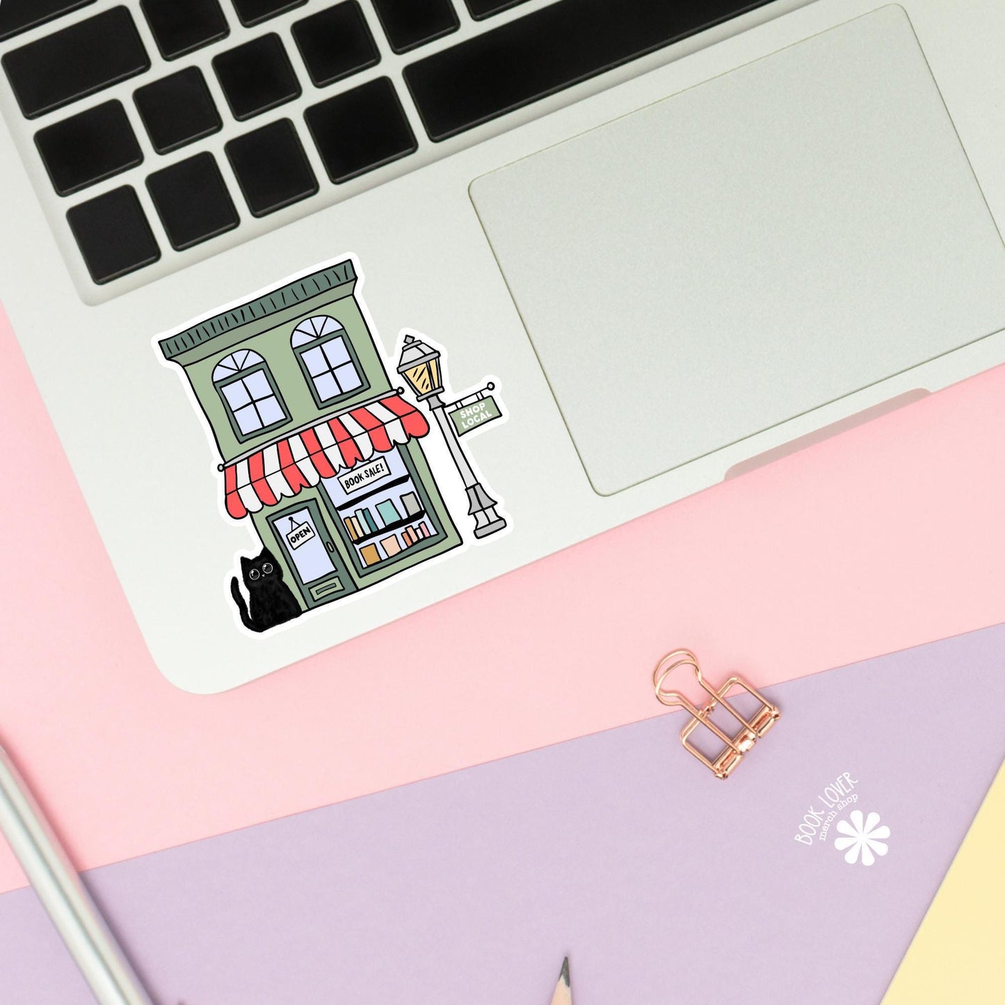Bookshop With Black Cat Stickers / Bookish Stickers / Book Lover Gift / Bookish Merch / Kindle Sticker / Smut Reader / Reading Lover