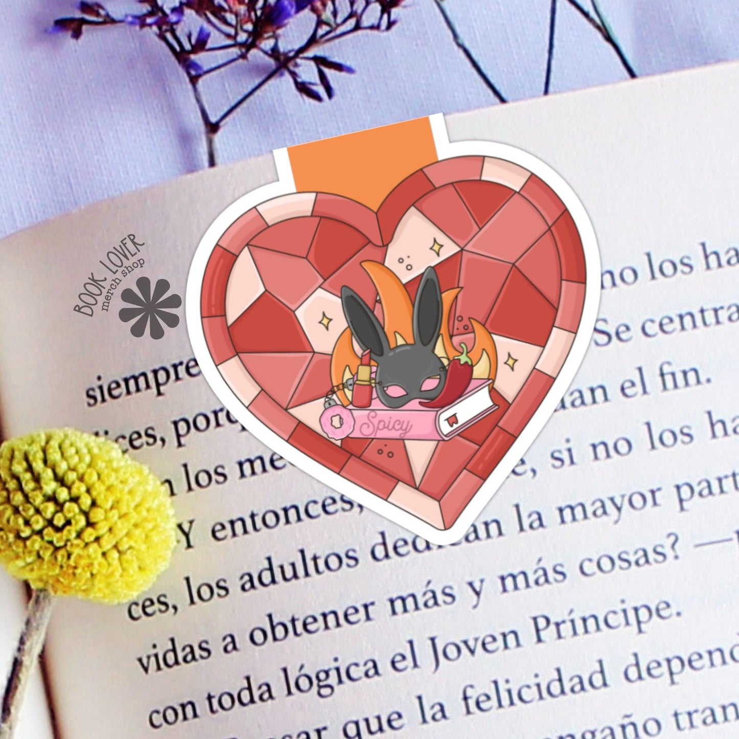 Bookish Spicy Stained Glass Heart Magnetic Bookmark / Bookish Bookmark / Book Lover Gift / Bookish Merch / Smut Reader / Reading Lover