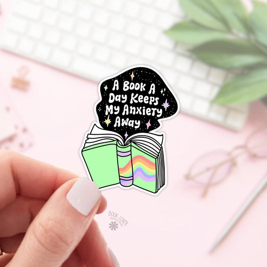 A Book A Day Keeps My Anxiety Away Stickers / Trendy Reading Smut Decals / Book Nerd Introvert Design /Good Girls Read Dirty Books Gift