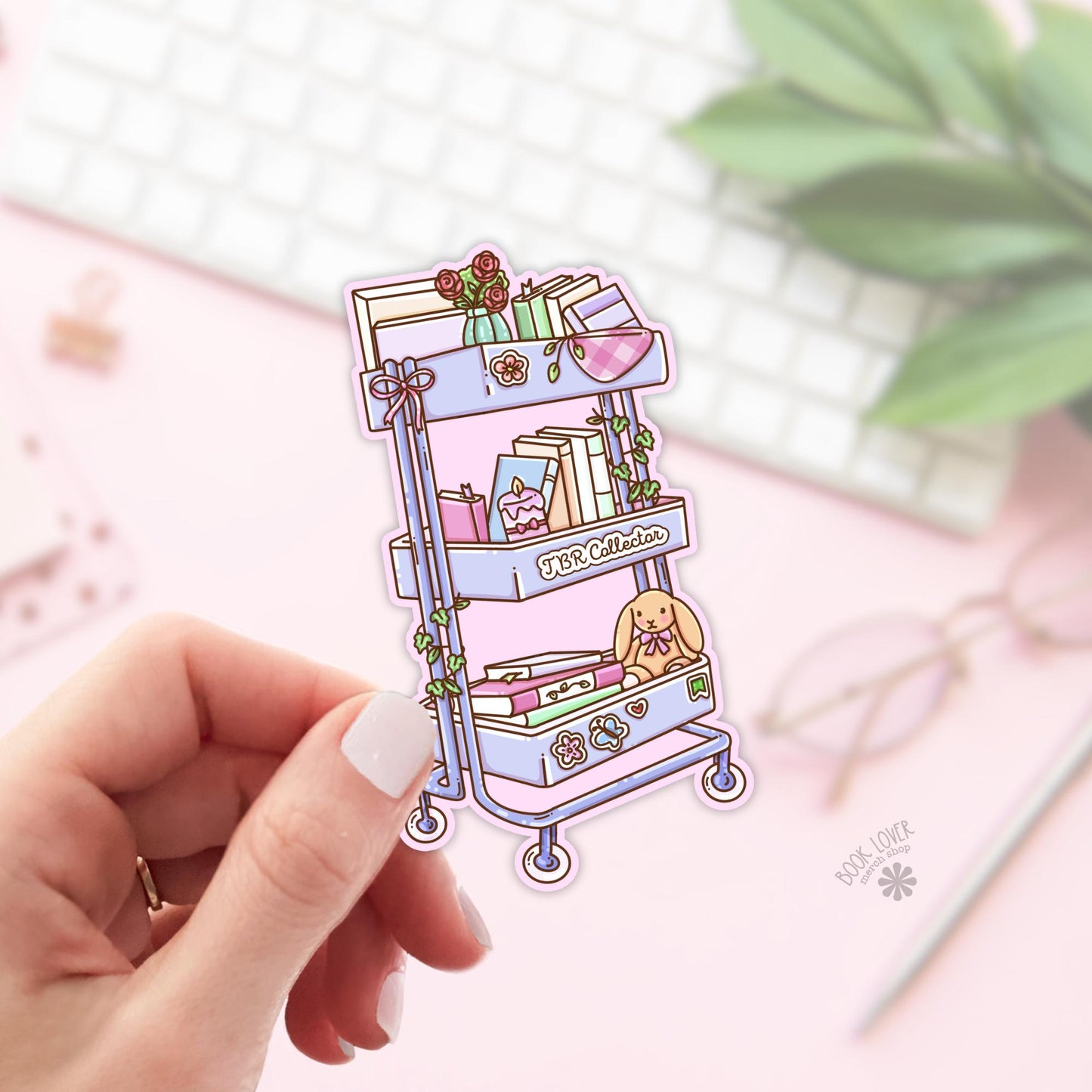 TBR Collector Sticker: Bookish Shelf Cart / Romance Reader / Kindle Accessories
