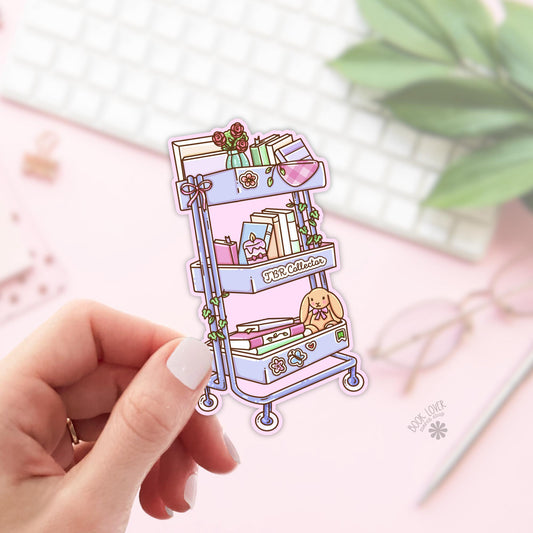 TBR Collector Sticker: Bookish Shelf Cart / Romance Reader / Kindle Accessories
