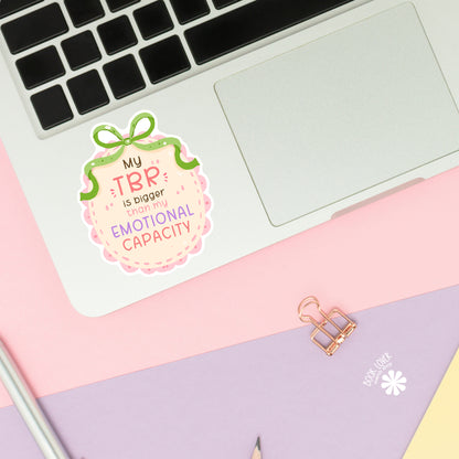 TBR sticker close-up – matte finish – book lover vinyl decal