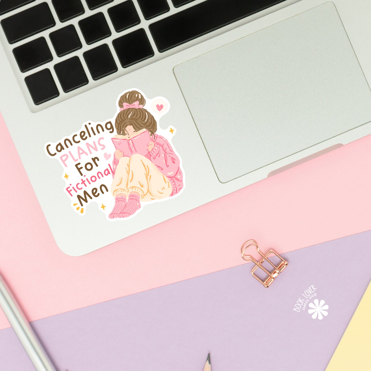 Cancelling Plans for Fictional Men sticker close-up – matte finish – book lover vinyl decal