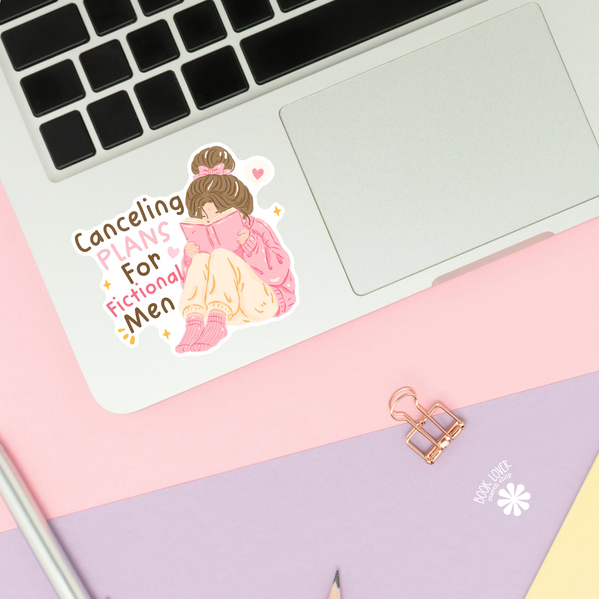 Cancelling Plans for Fictional Men sticker close-up – matte finish – book lover vinyl decal