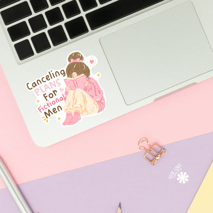 Cancelling Plans for Fictional Men sticker close-up – matte finish – book lover vinyl decal