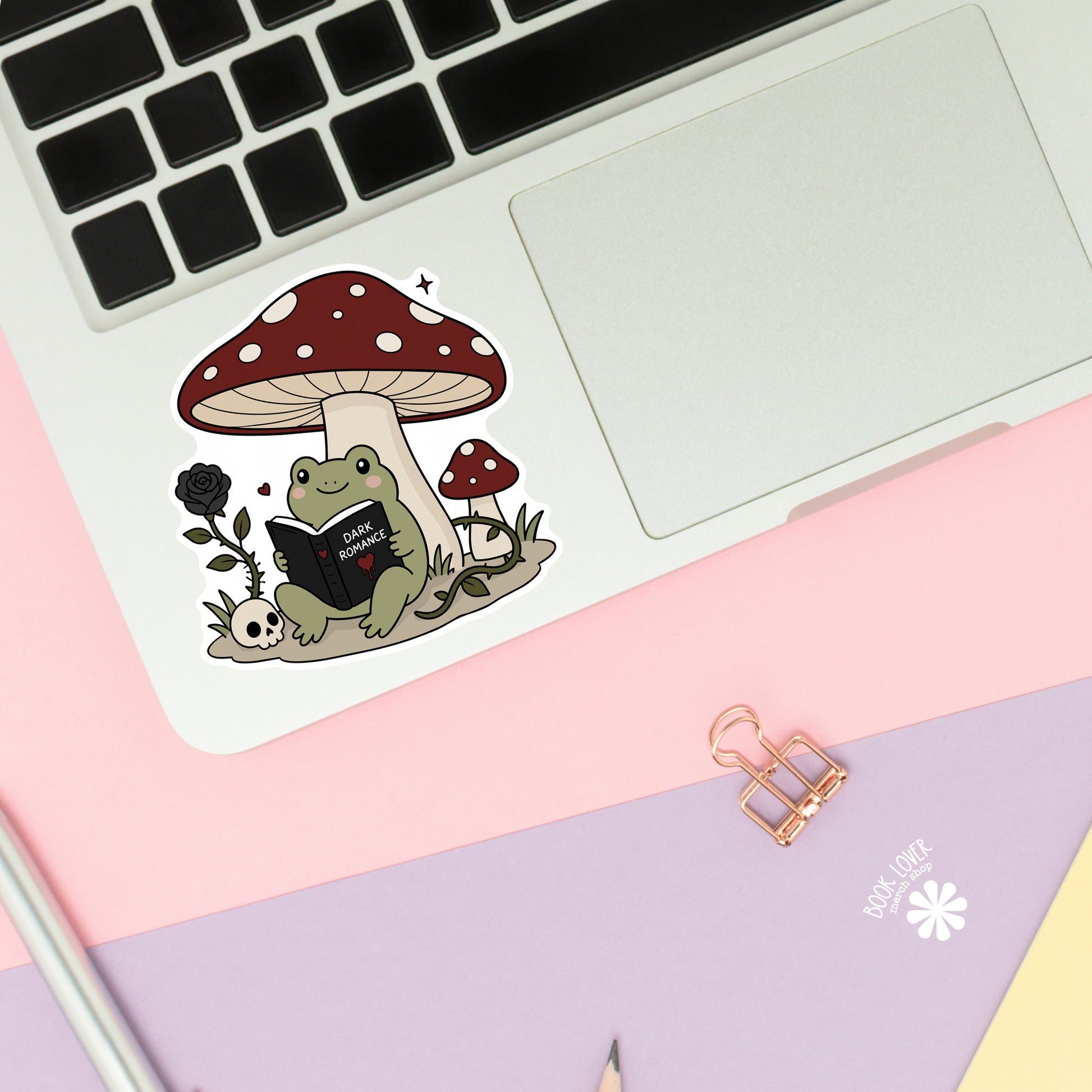 Dark Romance Frog sticker close-up - matte finish - book lover vinyl decal