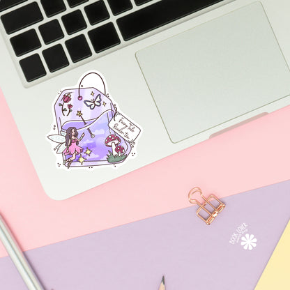 Purple Fairy Tale Reader Tea Sticker / Cozy Book Lover Gift