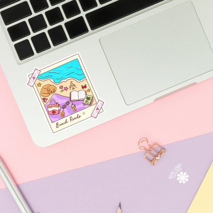Beach Reads Stickers / Bookish Dog Stickers / Book Lover Gift / Summer Bookish Merch / Kindle Sticker / Reading Lover / E-Reader