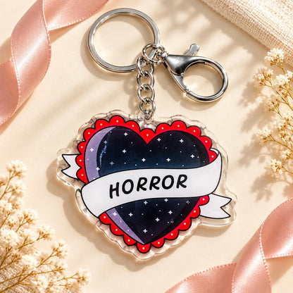 Horror Starry Heart acrylic keychain, bookish bag charm