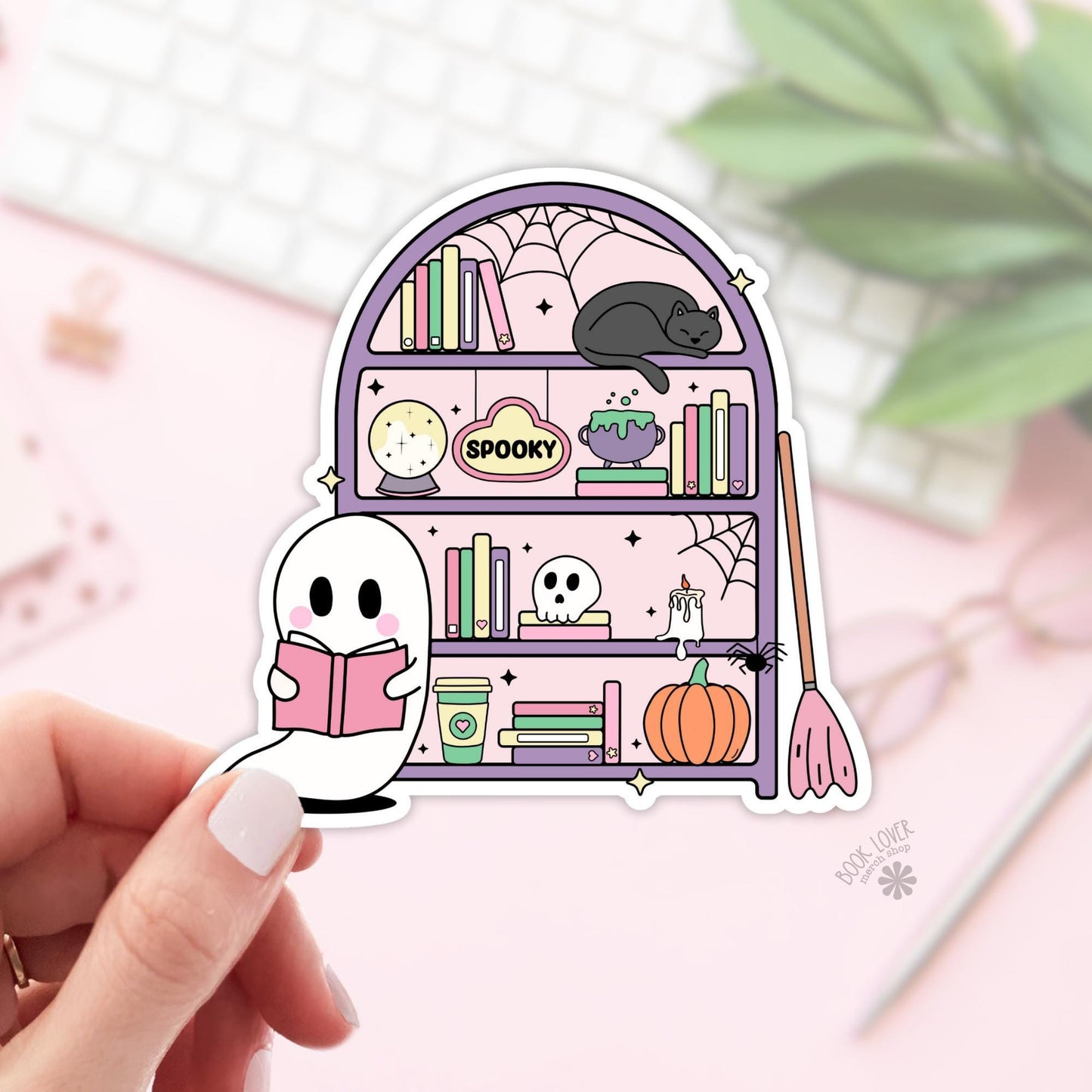 Spooky Ghost Reading Stickers / Halloween Bookish Stickers / Book Lover Gift / Bookish Merch / Kindle Sticker / Reading Lover / E-Reader