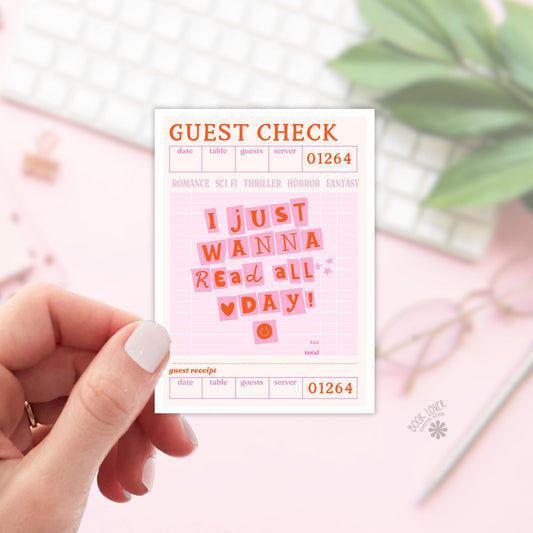 I Just Wanna Read All Day Stickers / Bookish Stickers / Book Lover Gift / Bookish Merch / Kindle Sticker / Smut Reader / Reading Lover