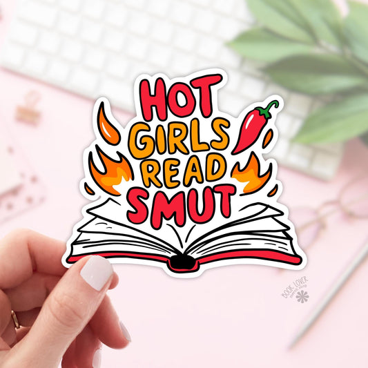 Hot Girls Read Smut Stickers / Bookish Stickers / Book Lover Gift / Bookish Merch / Kindle Sticker / Smut Reader / Reading Lover / E-Reader