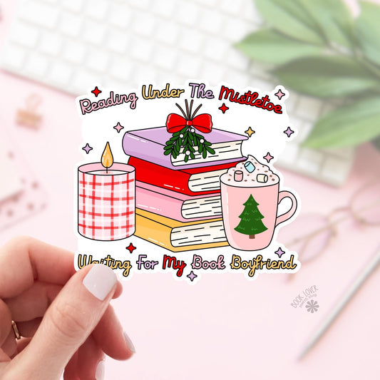 Reading Under The Mistletoe Stickers / Bookish Stickers / Book Lover Gift / Bookish Merch / Kindle Sticker / Smut Reader / Reading Lover