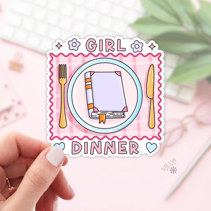 Girl Dinner Stickers / Bookish Stickers / Book Lover Gift / Bookish Merch / Kindle Sticker / Smut Reader / Reading Lover / E-Reader