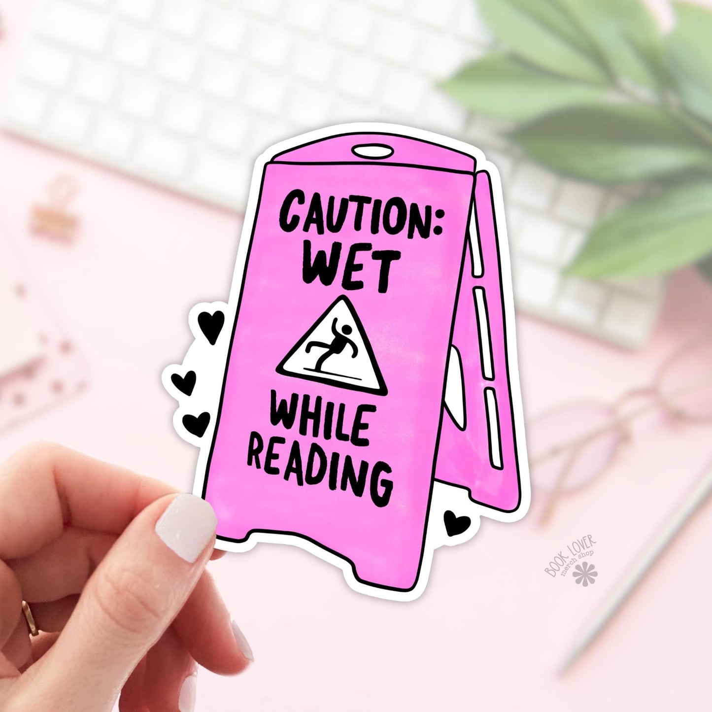 Caution: Wet While Reading Stickers / Bookish Stickers / Book Lover Gift / Bookish Merch / Kindle Sticker / Smut Reader / Reading Lover