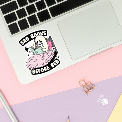Sad Books Before Bed Stickers / Bookish Stickers / Book Lover Gift / Bookish Merch / Kindle Sticker / Smut Reader / Reading Lover / E-Reader