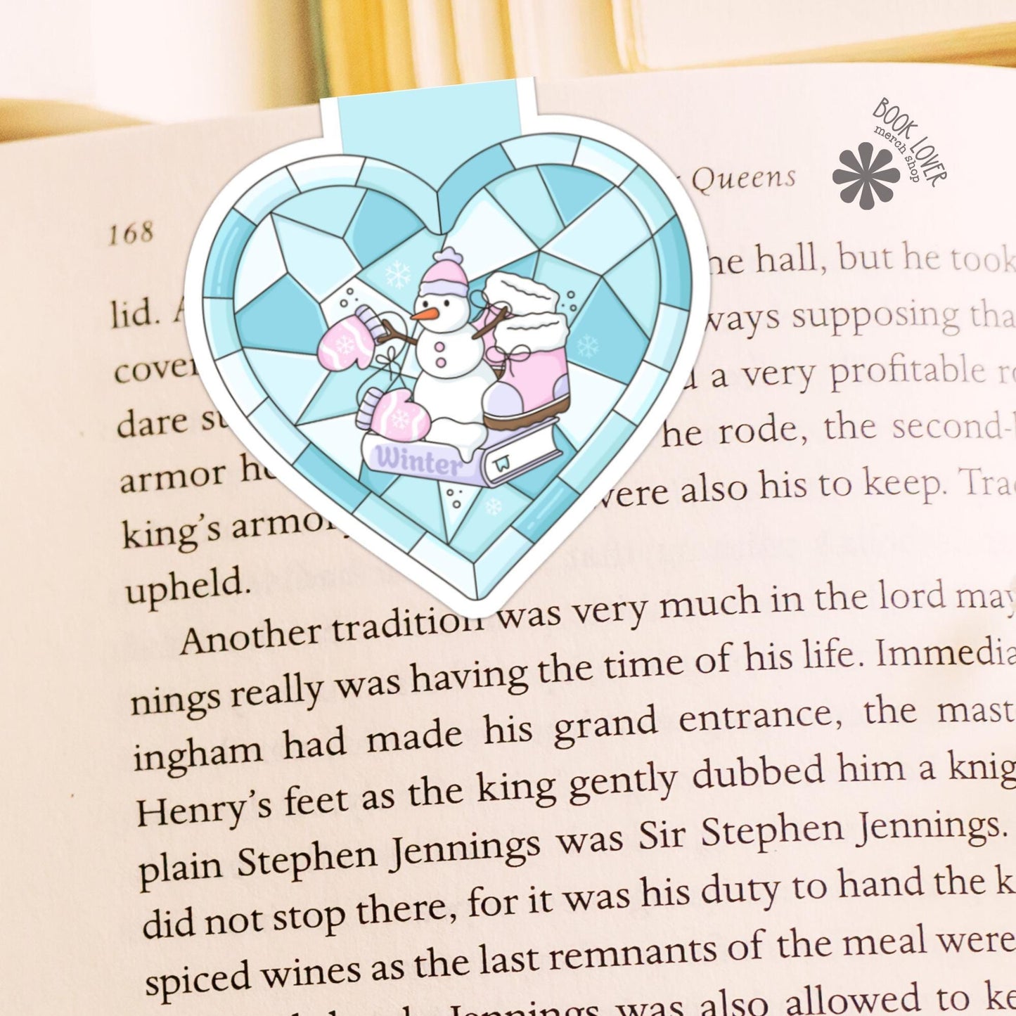 Winter Stained Glass Heart Magnetic Bookmark / Bookish Bookmark / Book Lover Gift / Bookish Merch / Smut Reader / Reading Lover