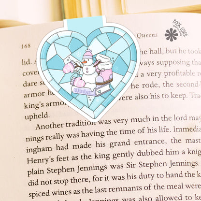 Winter Stained Glass Heart Magnetic Bookmark / Bookish Bookmark / Book Lover Gift / Bookish Merch / Smut Reader / Reading Lover