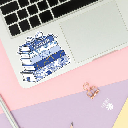Chinoiserie Book Stack Stickers / Coquette Bow Bookish Stickers / Book Lover Gift / Bookish Merch / Kindle Sticker / Smut Reader