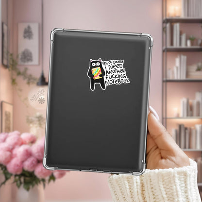 Funny Notebook Cat Kindle sticker, bookish decal for readers