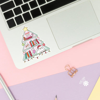 Christmas Tree Bookshelf Stickers / Holiday Bookish Stickers / Book Lover Gift / Bookish Merch / Kindle Sticker / Reading Lover