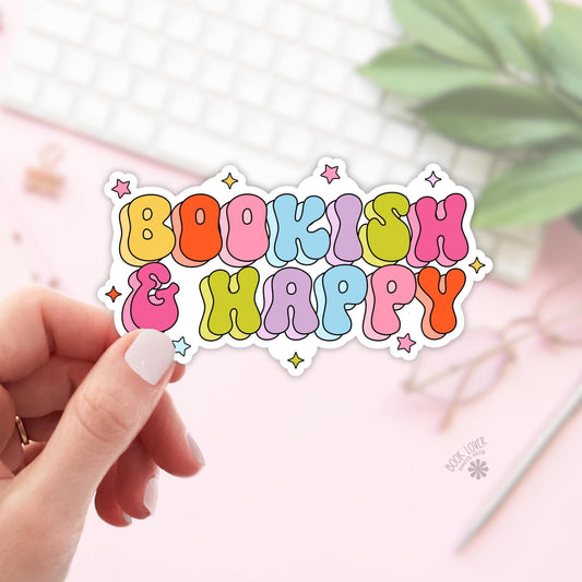 Bookish & Happy Stickers / Bookish Stickers / Book Lover Gift / Bookish Merch / Kindle Sticker / Smut Reader / Reading Lover / E-Reader