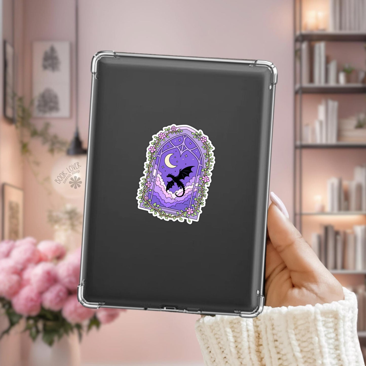 Dragon Window Stickers / Bookish Stickers / Book Lover Gift / Bookish Merch / Kindle Sticker / Fantasy Reader / Reading Lover / E-Reader