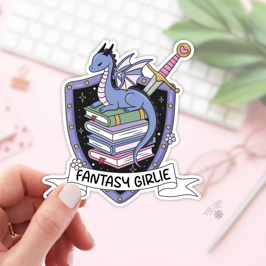 Fantasy Girlie Shield Stickers / Bookish Stickers / Book Lover Gift / Bookish Merch / Kindle Sticker / Reading Lover / E-Reader
