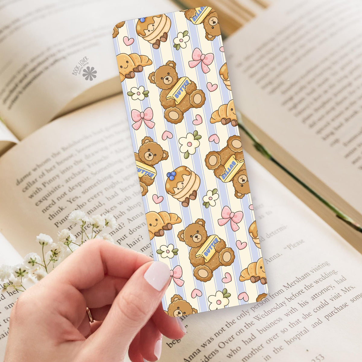 Coquette Butter Bear bookmark, double sided