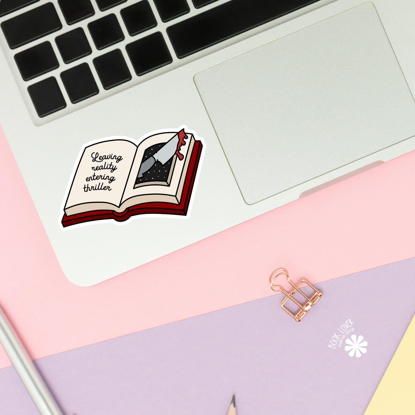 Leaving Reality Entering Thriller Stickers / Bookish Stickers / Book Lover Gift / Bookish Merch / Kindle Sticker / Thriller Reader