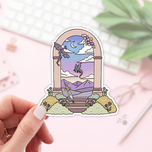 Fantasy World Stickers / Bookish Stickers / Book Lover Gift / Bookish Merch / Kindle Sticker / Dragon Reader / Reading Lover / E-Reader