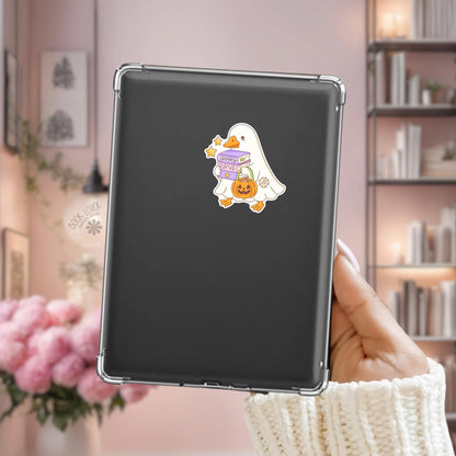 Ghost Goose Halloween Kindle sticker on desk, bookish decal