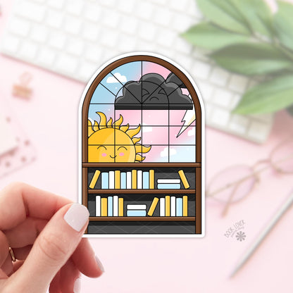 Grumpy Sunshine Bookshelf Stickers / Bookish Stickers / Book Lover Gift / Bookish Merch / Kindle Sticker / / Reading Lover / E-Reader