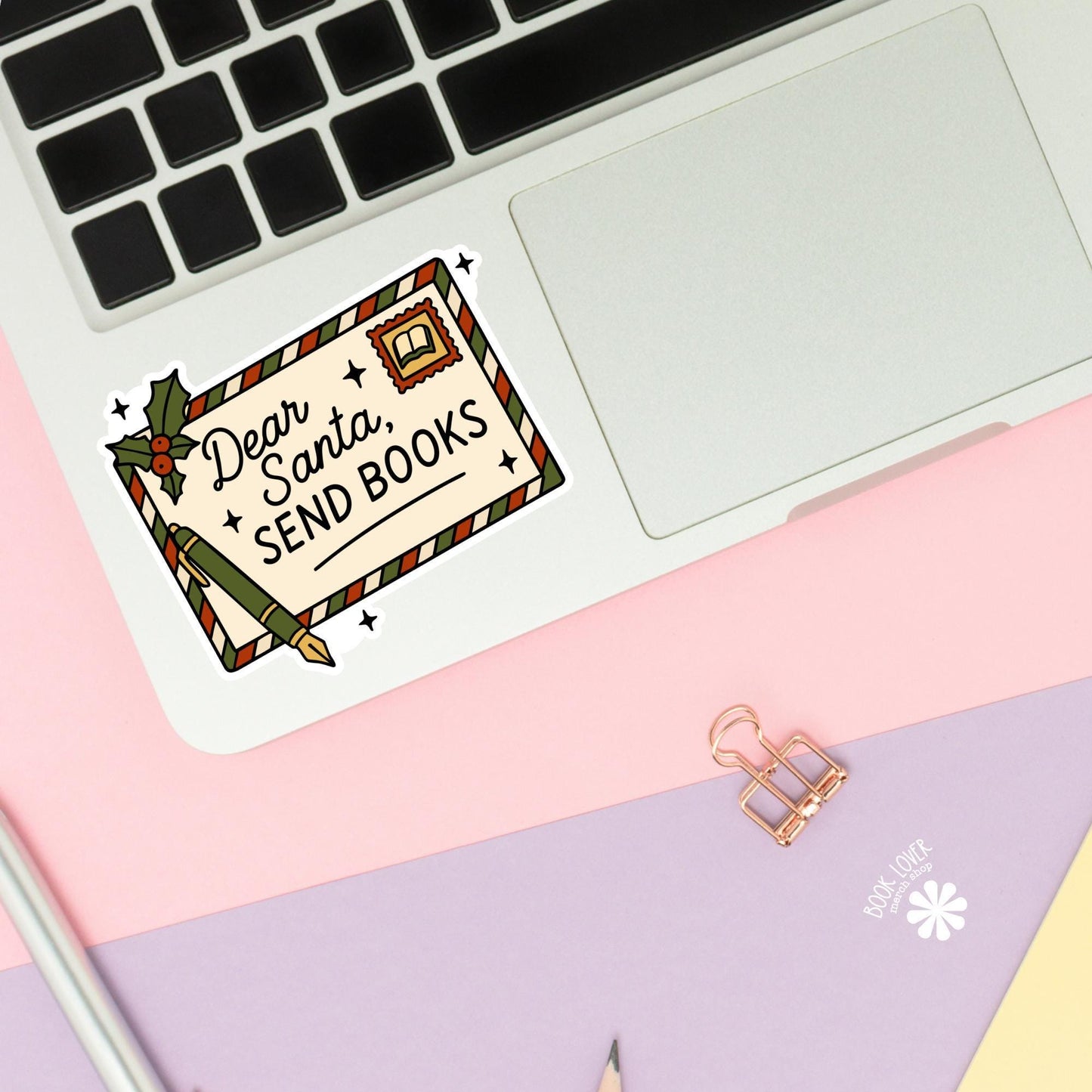 Dear Santa Send Books Stickers / Bookish Stickers / Book Lover Gift / Bookish Merch / Kindle Sticker/ Reading Lover / E-Reader
