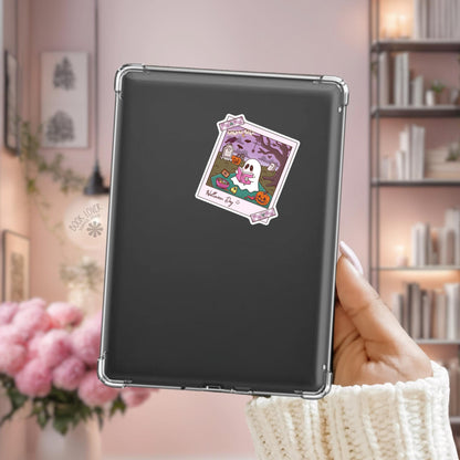 Halloween Ghost Polaroid Sticker / Cute Halloween Bookish / Ghost Reading / Spooky Reader Gift / Kawaii Halloween / Bookish Ghost / Kindle