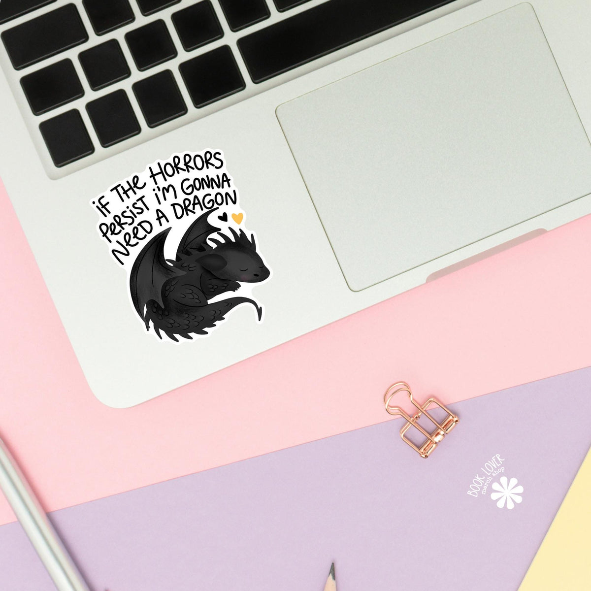 Dragon sticker close up, matte finish, book lover vinyl decal