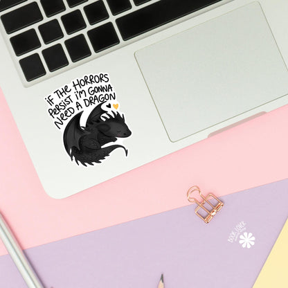 Dragon sticker close up, matte finish, book lover vinyl decal