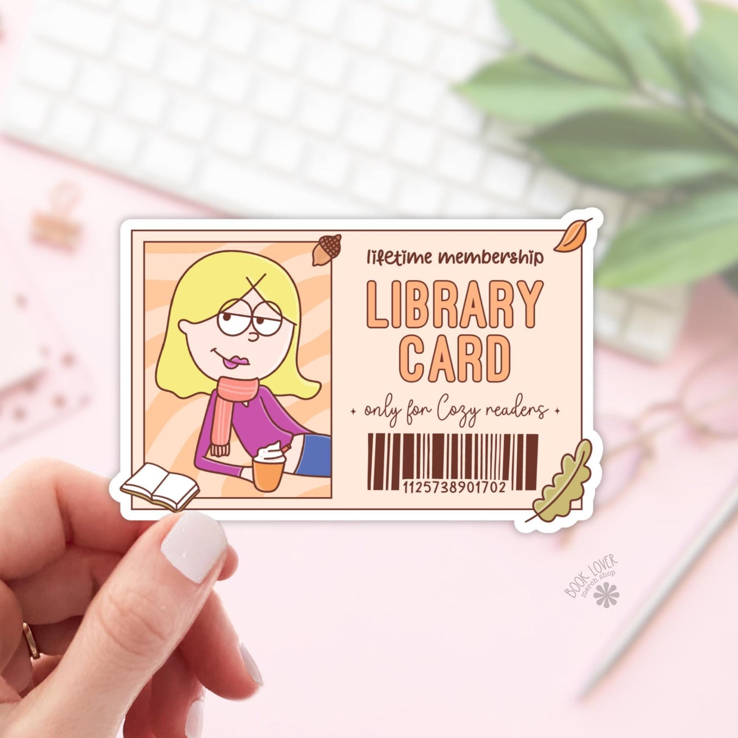 Cozy Library Card Stickers / Autumn Bookish Stickers / Book Lover Gift / Bookish Merch / Kindle Sticker / Smut Reader / Reading Lover