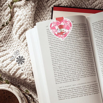 Bookish Romance Stained Glass Heart Magnetic Bookmark / Bookish Bookmark / Book Lover Gift / Bookish Merch / Romance Reader / Reading Lover