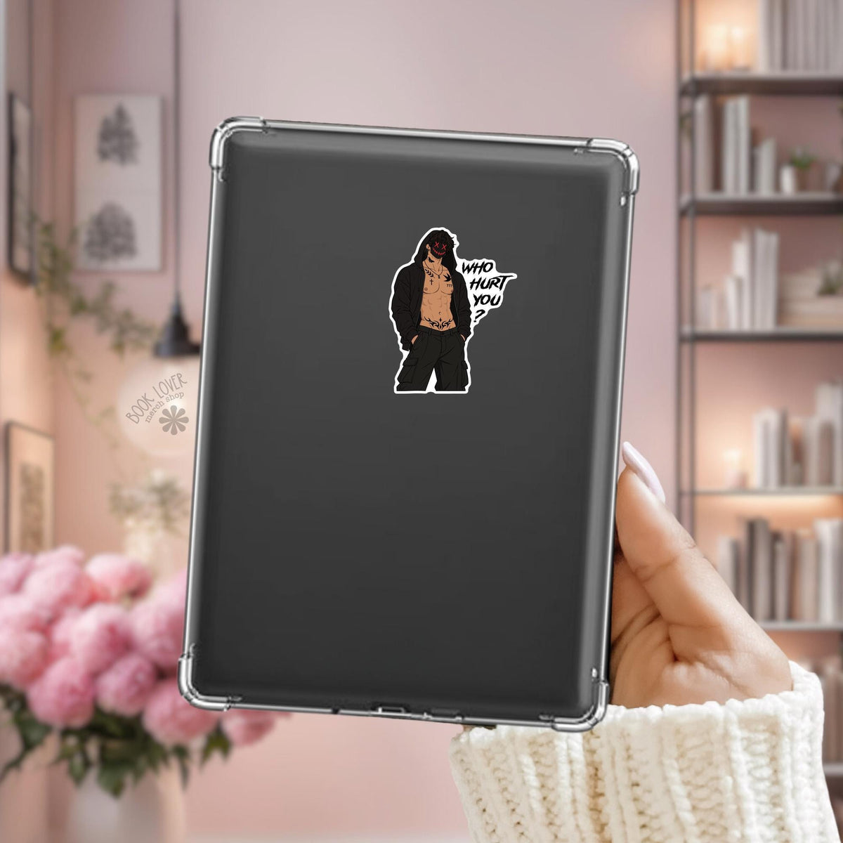 Who Hurt You Masked Man Kindle sticker, bookish decal for readers