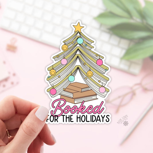 Booked For the Holidays Stickers / Christmas Bookish Stickers / Book Lover Gift / Bookish Merch / Kindle Sticker / Smut Reader