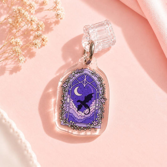 Fantasy Dragon Moon USB C dust plug, Kindle charm