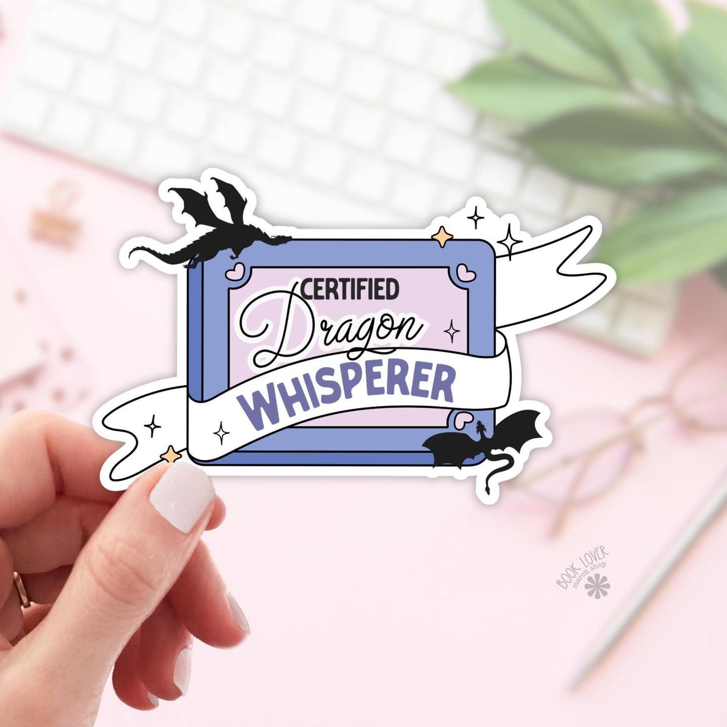 Certified Dragon Whisperer Stickers / Bookish Stickers / Book Lover Gift / Bookish Merch / Kindle Sticker / Fantasy Reader / Reading Lover