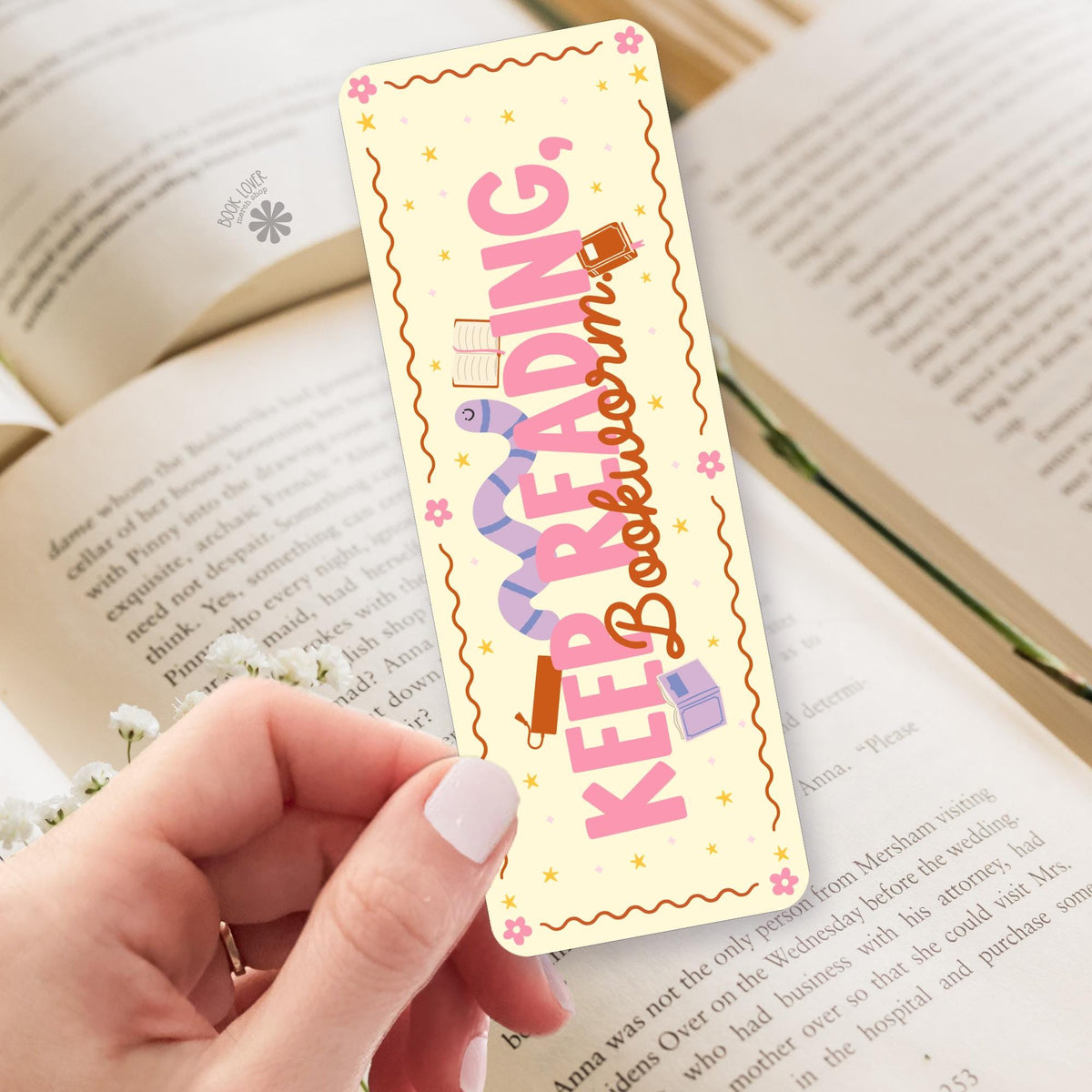 Bookworm Keep Reading bookmark, double sided